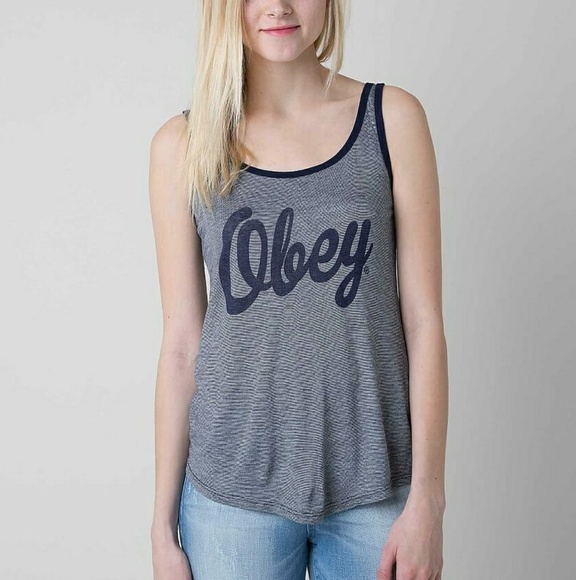 Obey Tops - SOLD Obey Striped Tank